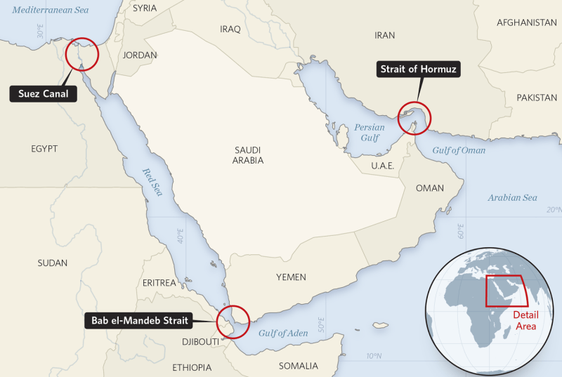 Middle East shipping choke points