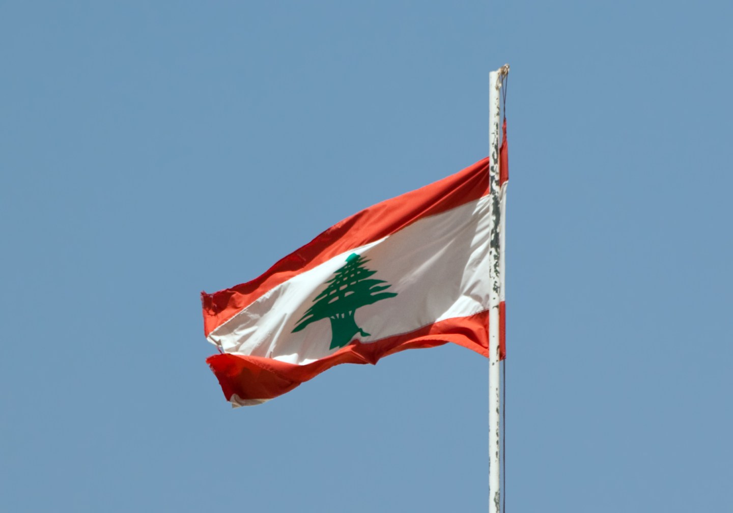 The Lebanese flag floating over the palace of Beit ed-Dine.