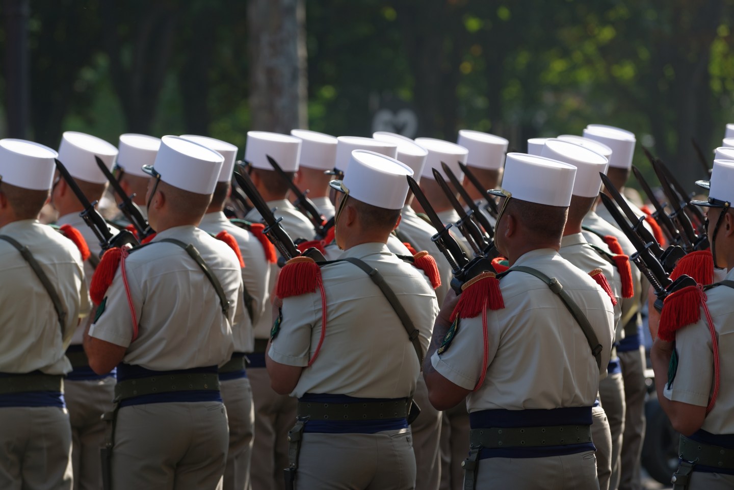 Men of the French Foreign Legion at the Bastille Day 2013 military parade on the Champs-Élysées in Paris.